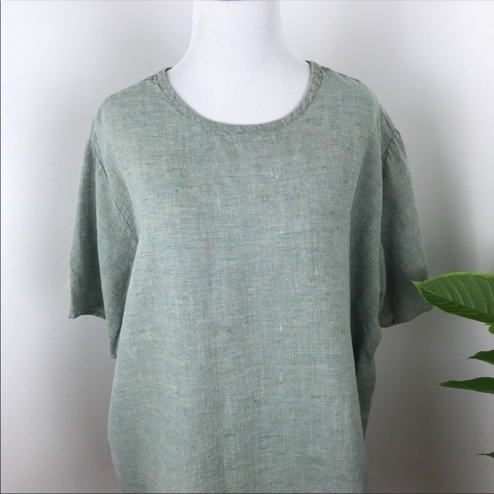 Flax green linen blouse